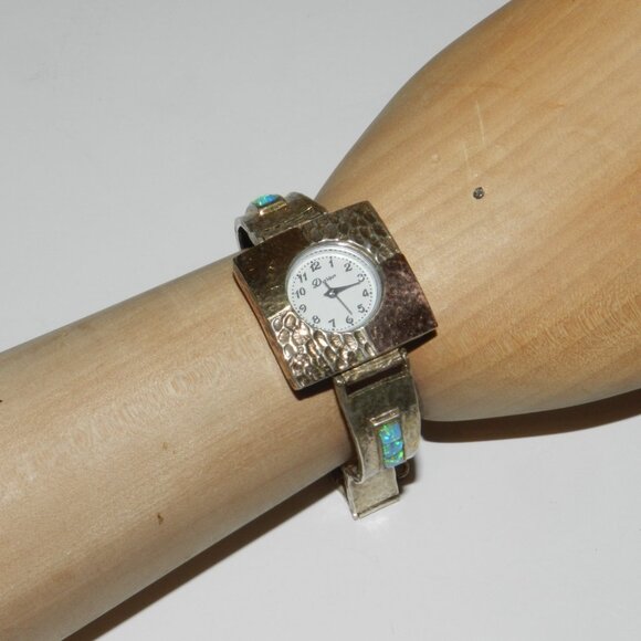 WMS VINTAGE DAVIDOV SOLID STERLING SILVER AND SOLID 14K YELLOW GOLD W OPAL/WATCH main image 4